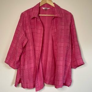 ✿ ALIA Pink Checkered Button Up 3/4 Length M
